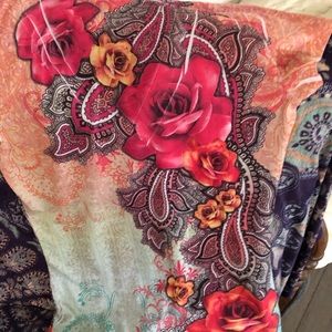 Rose and Paisley Print T Shirt